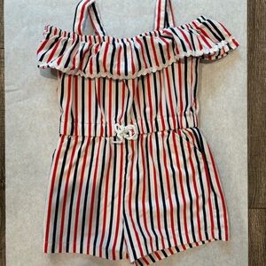 Janie and Jack Romper red, whit, and blue size 3